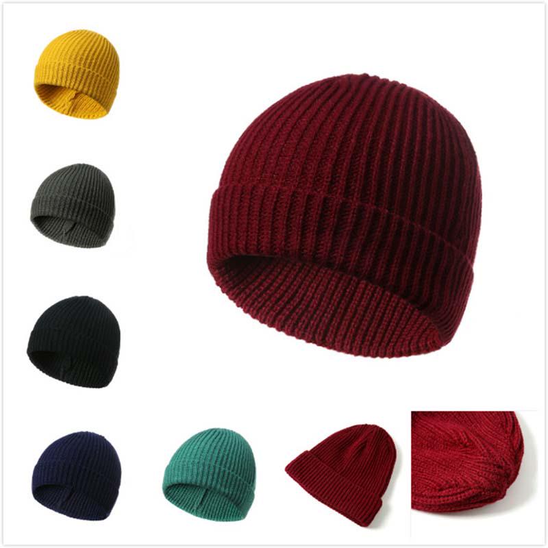 Unisex Fashion Solid Color Beanie Hat Stretch Soft Knit Cotton Cap Winter Warm Hat Couple Hat