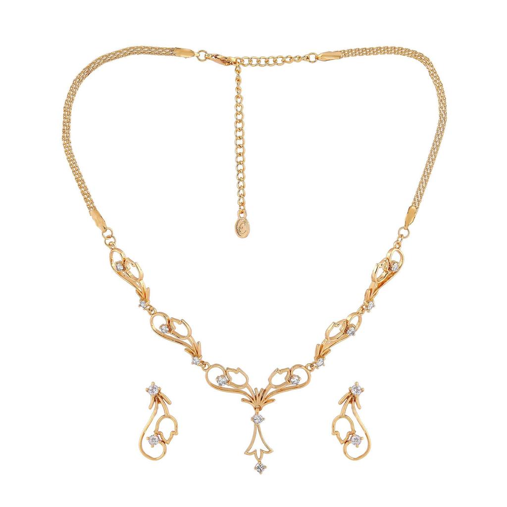 Stilvolle Halskette „Tulip Bloom“ mit amerikanischem Zirkonia und mattem Gold