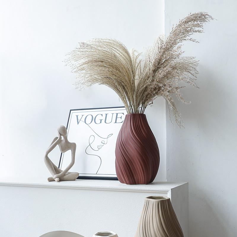 Modern Creative Striped Rotating Ceramic Vase Art Decor for Living Room Desktop