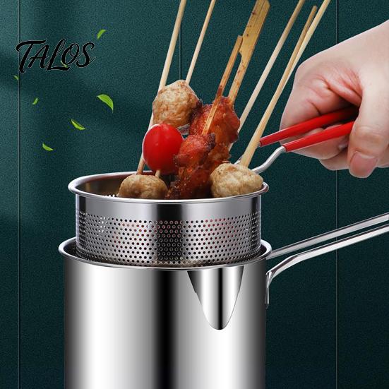 Small Deep Fryer with Basket Pot Removable Frying Basket, Durable Stainless Steel Compact Oil Filter Batch Pot, No Spill Saving for French Fries