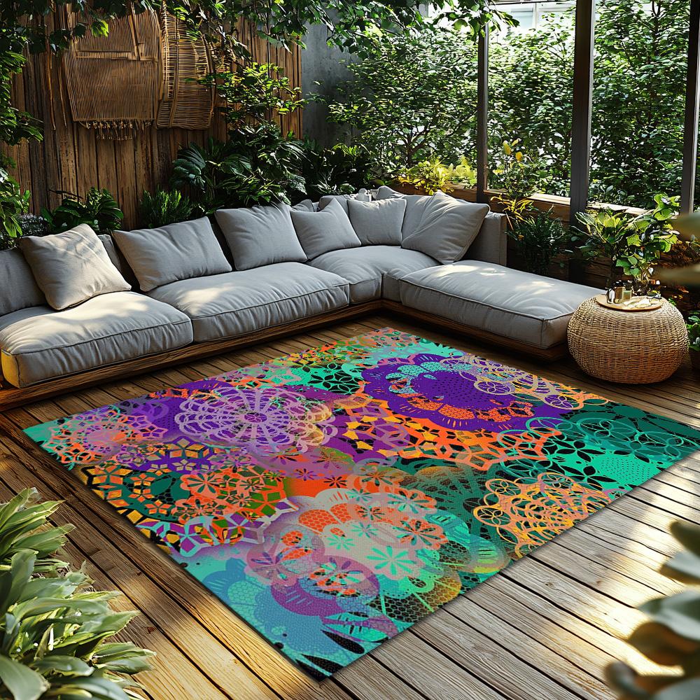 Unique Mandala Pattern Floor Mat Non-Slip Entrance Rug Home Decor Living Room Bedroom Carpet Washable Area Rug Modern Abstract D