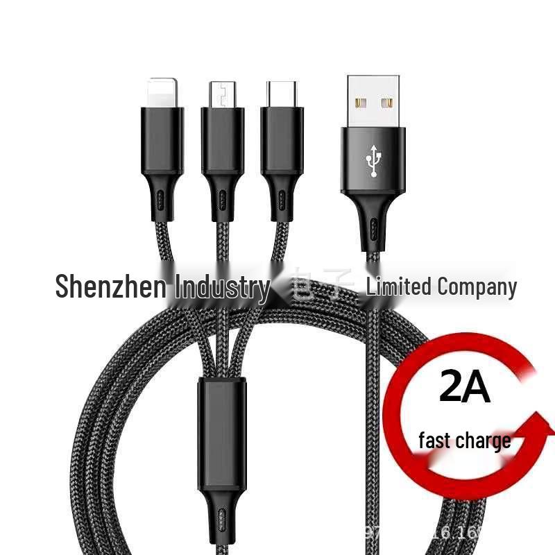 100W Schnellladekabel 3-in-1 USB-Kabel für Apple & Typ-C Autoladegeräte