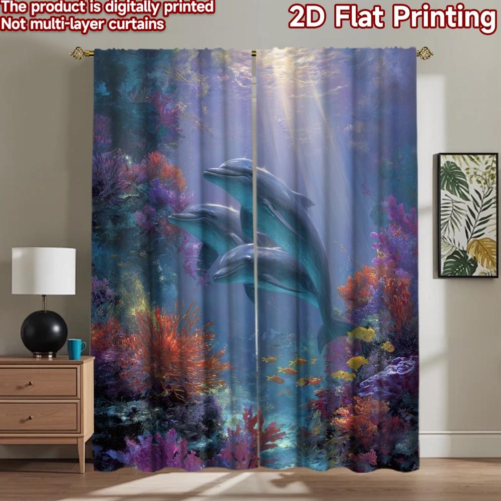2D flat Photography Backdrop Popular Background Banner Dolphins in Coral Reef (2) 100% Polyester Family Party Use for