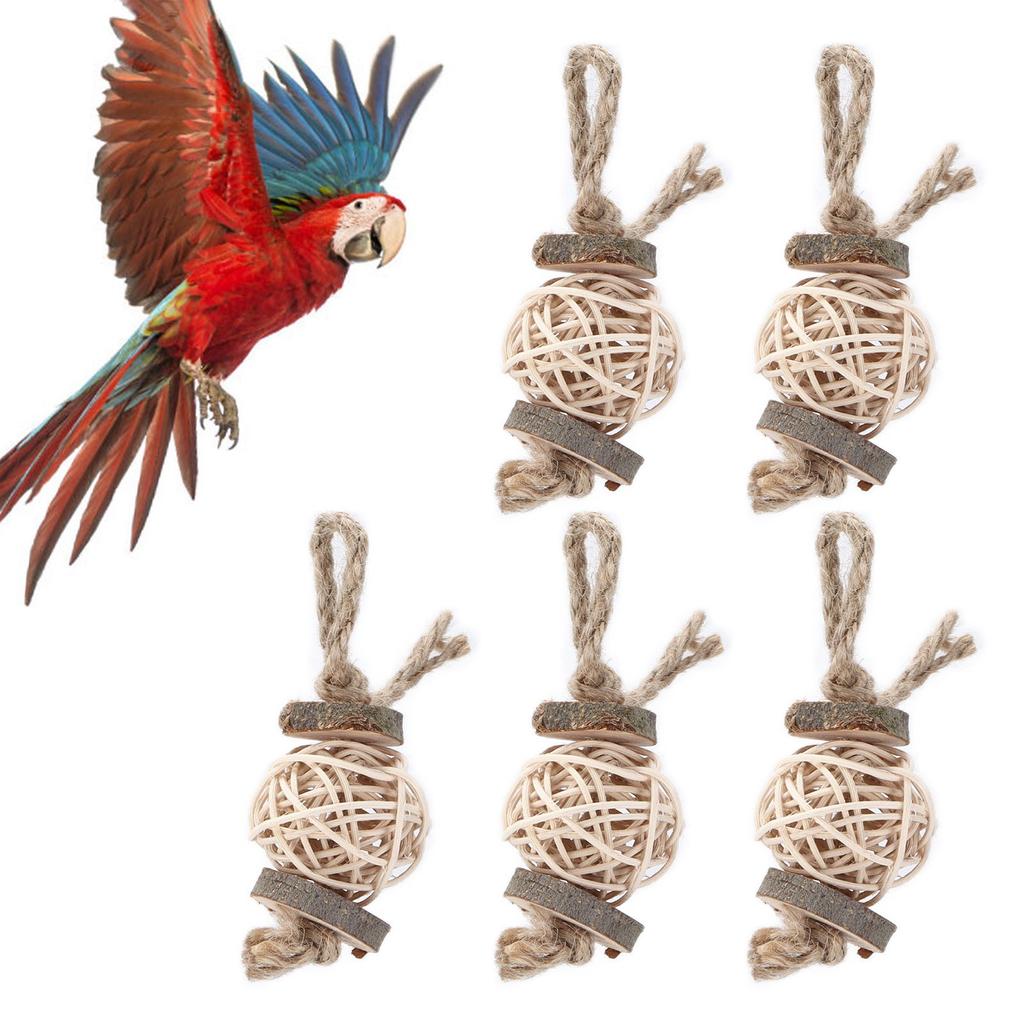Bird Sepak Takraw Balls Toy Applewood Pet Bitten Rattan Ball for Hamster Birds Rabbits Parrots