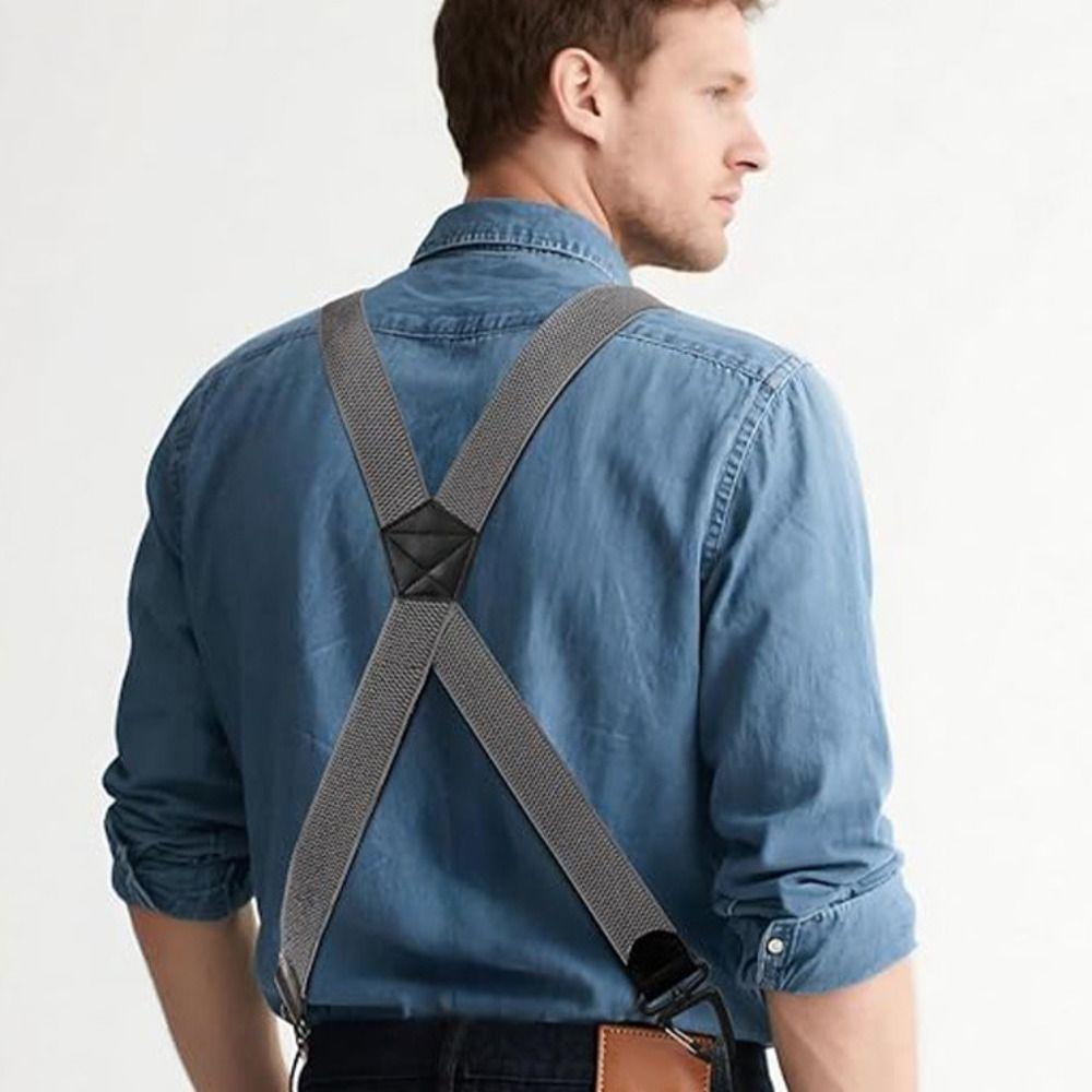 3.8cm Wide Work Suspenders Heavy Duty Anti-slip Suspenders Elastic Pants Braces  Casual Wear
