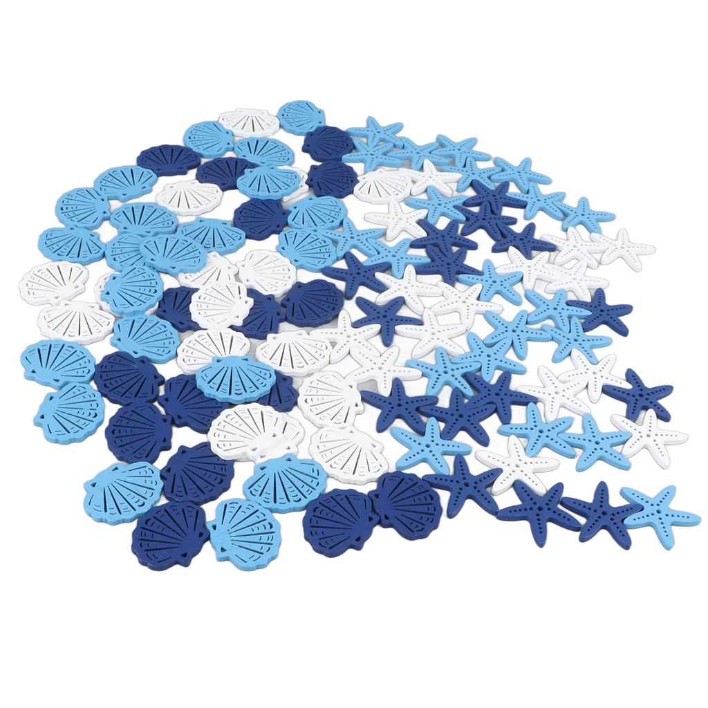 100pcs Seashell Starfish Home Decor Innovative DIY Hand Crafted Wooden Decor Patch for Party Holiday Celebration Photography