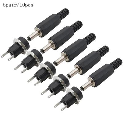 5 Paare 5,5x2,1mm DC-Netzteil Stecker + Buchse Panelmontage Lötanschluss 5,5 * 2,1mm DC-Stecker-Buchsen-Anschluss