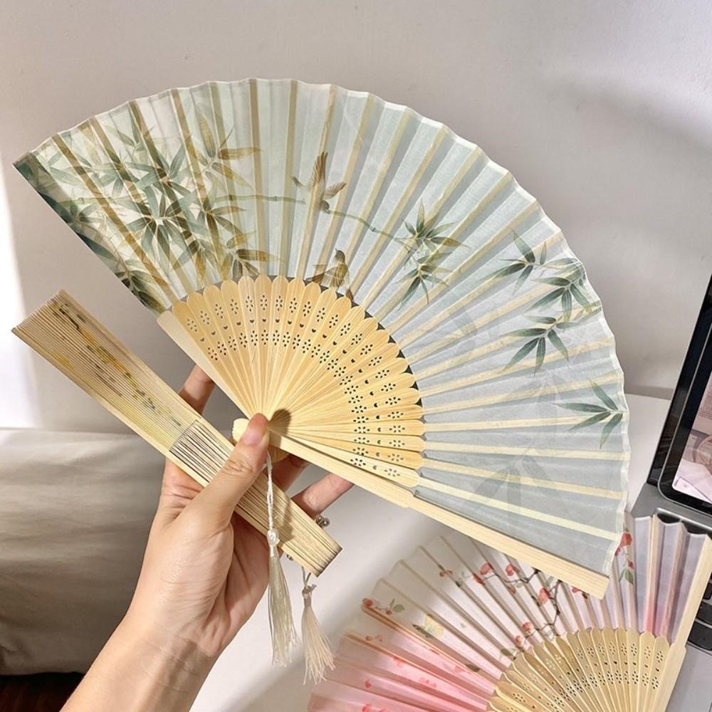 Butterfly Tassel Folding Fan Chinese Style Handheld Fan Vintage Bamboo Fan  Wedding