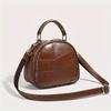 Elegante PU Lederen Schoudertas Handtas Voor Vrouwen Designer-Geïnspireerde Mini Ronde Tas Met Ritssluiting Polyester Voering Duurzame Randverf Modieus