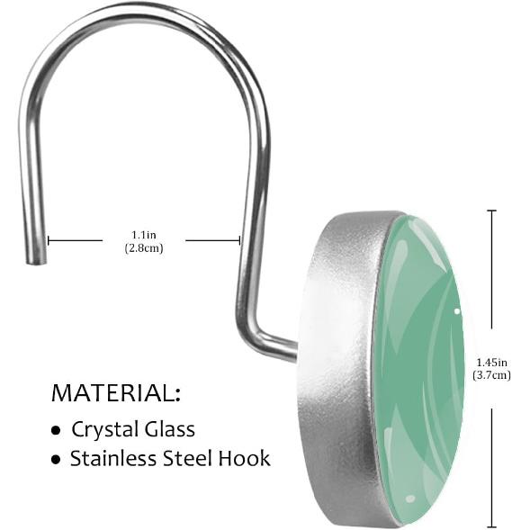 12 pcs Shower Curtain Hooks, Mint Green Solid Color, Decorative Resin Hooks Rings for Bathroom Shower Rods