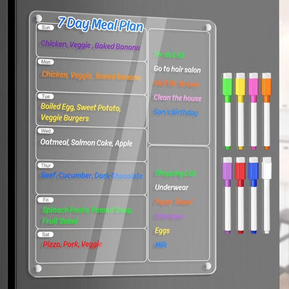 Reusable Magnetic Menu Board Acrylic Weekly Planning Board Durable Meal Planner  Kitchen