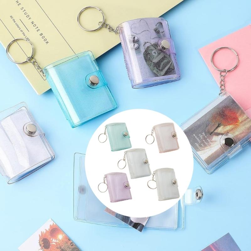 Waterproof PVC 2Inch Photo Album Holder with Keychain 20Photos Pocket Tear Resistant Construction for Protecting Memory