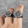 Black Hole Swirl Flower Stainless Steel Mens Rings Punk Unique Amulet for Male Boyfriend Biker Jewelry Creativity Gift