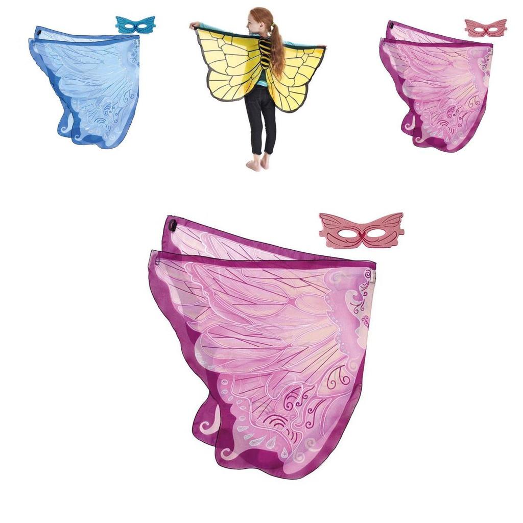 Chiffon Butterfly Wings Cape With Mask Perfect For Dress Up Parties And Cosplay
