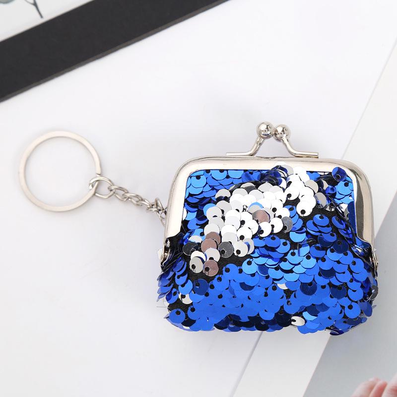 Pailletten Mini Portemonnee Draagbare Clip Muntzakje met Rits Leuke Kleine Tas voor Oortelefoonkabel & Lippenstift Opbergruimte