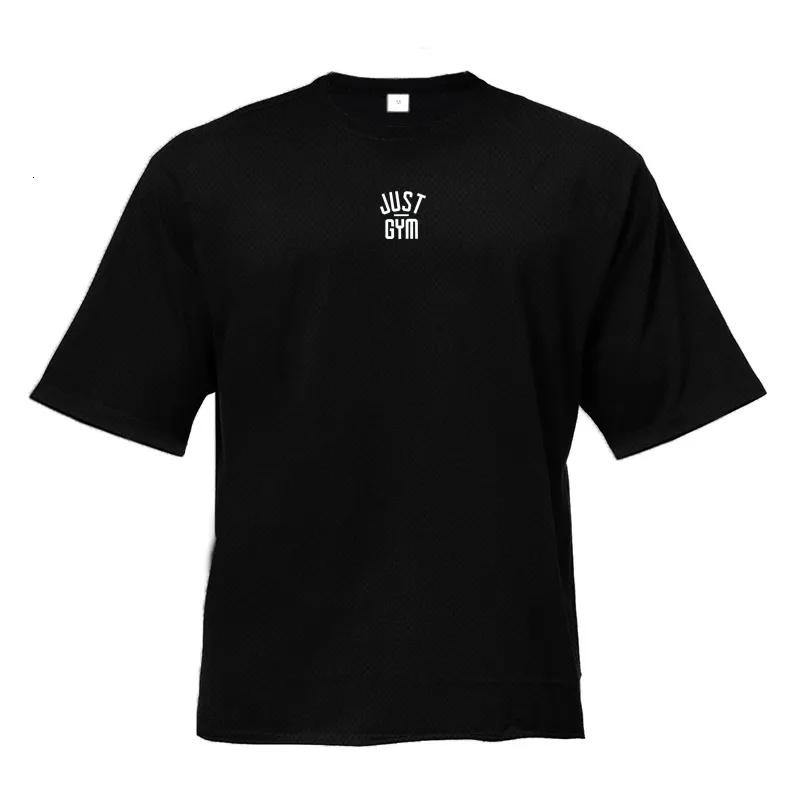 GYM Unisexs Oversized Cotton T Shirt with Drop Shoulder Design Breathable Gym Streetwear Tee for Summer
