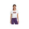 Levis Casual Versatile Slim Fit Logo Print Ribbed Round Neck Short Sleeve T-Shirt Women T-Shirts White 003SN-0000