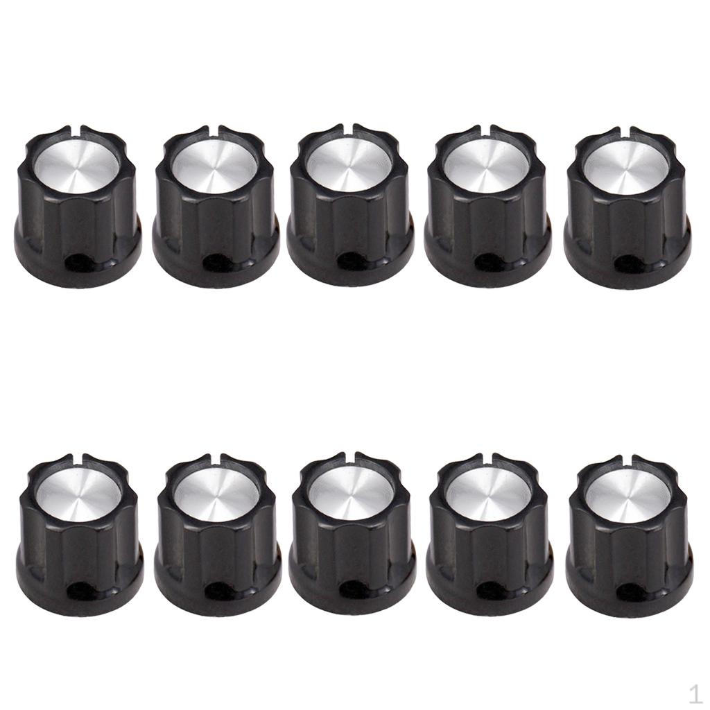 10 Pieces Black Fixing Volume Knobs Buttons Cap for Electric Guitar Bass Replacement Parts