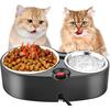 Heated Cat Bowl for Food & Water, Double Heating Cat Bowls Outdoor Heated Pet Bowl with 2 Stainless Steel Cat Bowls Heated Water Bowl for Feral Cat