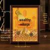 2025 Auspicious Open Wealth Photo Frame with Golden Key, Solid Wood Entrance Foyer, Zodiac Animals, Five Roads to Attract Wealth.