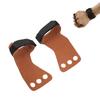 2pcs Gymnastics Palm Protector Imitation Leather Three Fingers Hand Grip for Pull Up Weight Lifting Training Brown
