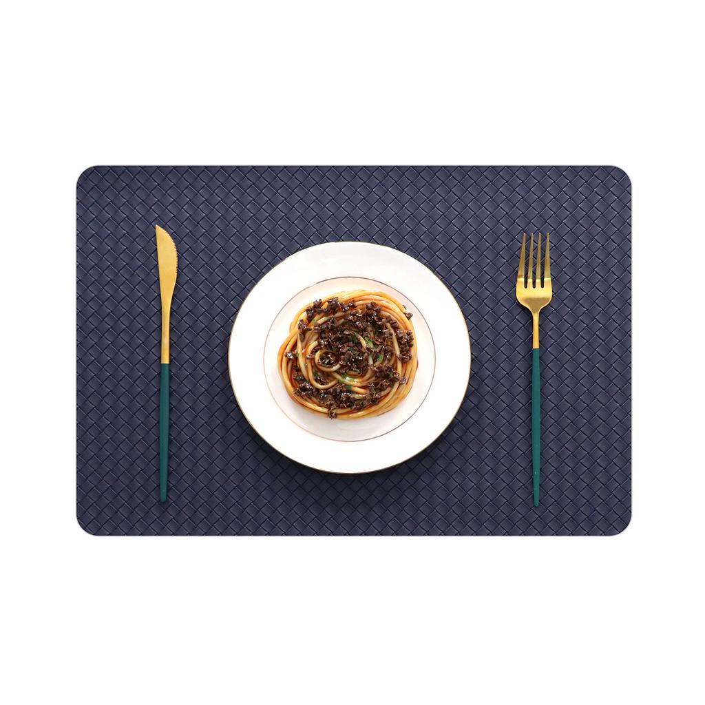 Quadratisches kreatives gewebtes Muster doppelseitige Ledermatte, Esstisch-Isoliermatte, High-End-Hotel-Zuhause Anti-Verbrühungs-Tischmatte