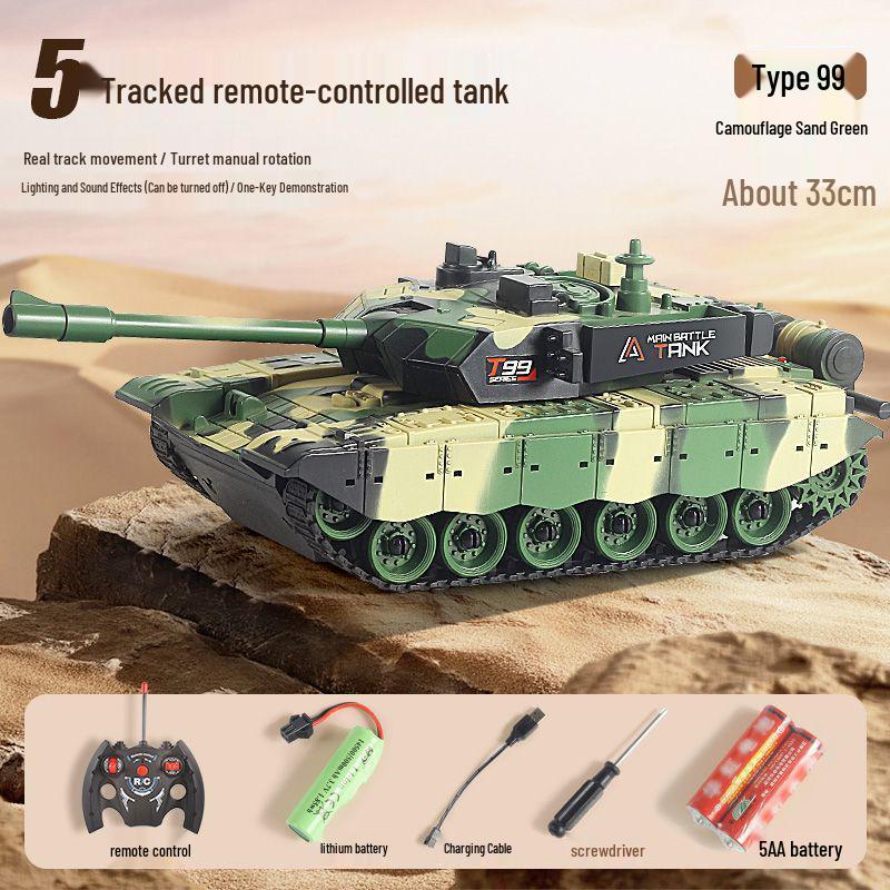 Rechargeable Action Remote Control Tank Car for Kids with Firing Cannon Model