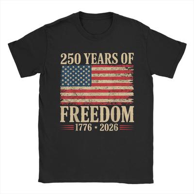 2026 New Streetwear TShirt 250th America Anniversary Independence 250 Years Cotton TShirts Leisure Tshirt for Male Beach Tees
