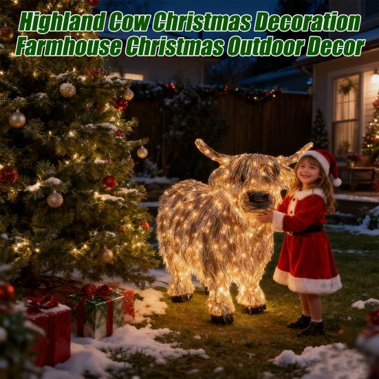 LED Lichtgevend Hooglander Ornament Gloeiend Hooglandvee Beeld Binnen Buiten Tuin Gazon Boerderij Veranda Kerstdecoratie