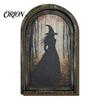 Medieval Arched Window Decor Halloween Vintage Arch Wooden Sign, Gothic Spooky Ghost Wall Hanging with Bracket, Rustic Dark Aesthetic Home Ornament