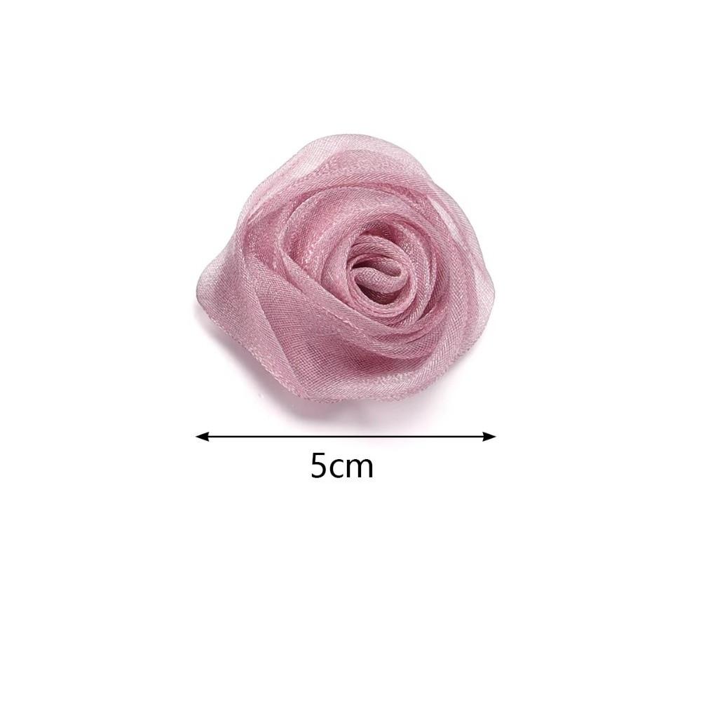 3Pcs 5cm Organza Fabric Rose Flower Colorful Flower Shape Chiffon Artificial Flower Fabric DIY Flower Accessory