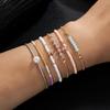Conjunto de Pulseiras Elásticas com Contas de Cristal e Arroz Personalidade Estrela da Moda Transfronteiriça para Mulheres - 6 Peças
