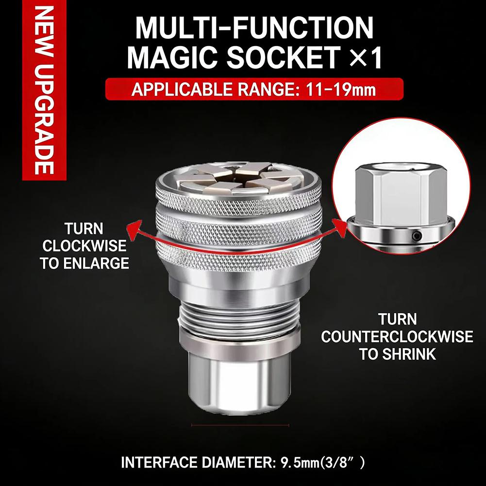 Multifunctioneel Universeel Dopsleutelgereedschap 10-19mm Verstelbare Dopsleutel voor 3/8" Aandrijving Ratel Momentsleutel Boormachine