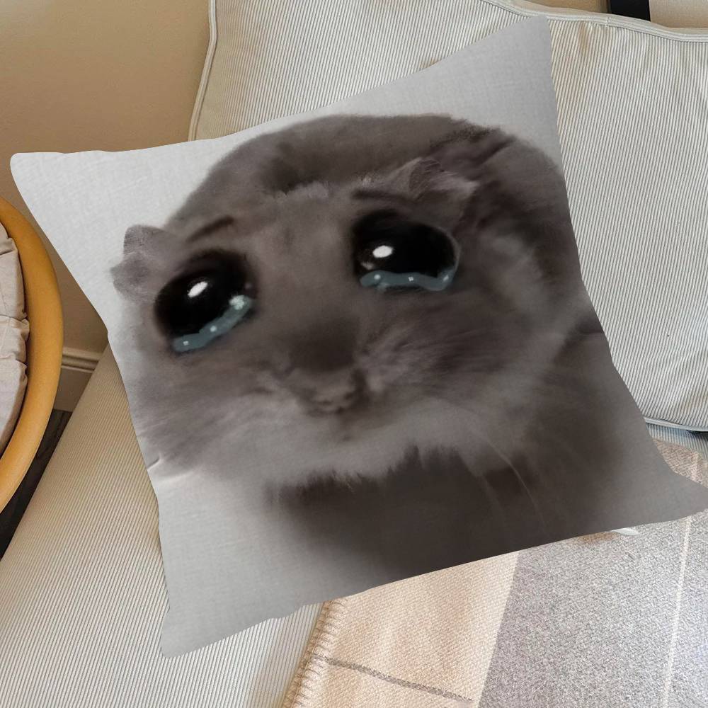 Funny Sad Hamster Emoticon   Pillow Cover for Bedroom Room and Living Room Sofa Decorative Cushion Cover