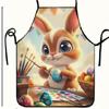 1pc Easter Bunny Apron - Soft Cute Cartoon Rabbit with Egg Print, Full of Easter Fun And Creativity - Suitable for Cooking, Baking, Daily Cleaning, Cr