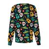 Women's Casual Long Sleeve Single-Breasted Print Scrub Top