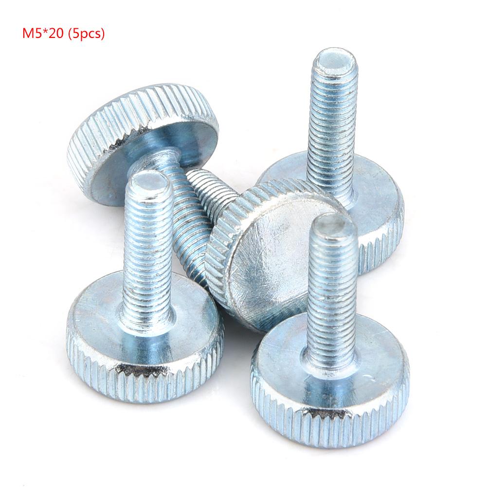 M5 Zinc Plated Carbon Steel Flat Knurled Head Thumb Screws (M5*8; 5pcs)