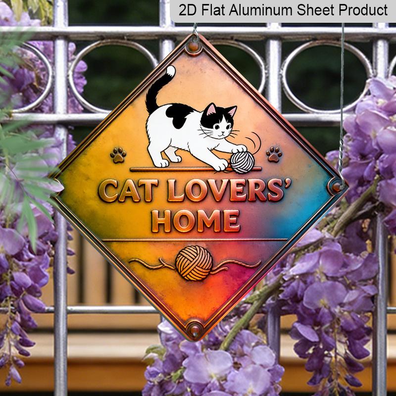 

2D Flat, 1pc Vintage Cat-Themed Metal Wall Sign - Aluminum Plaque Suitable for Living Room, Entryway, Porch & Cafe - Gift for Cat Lovers 20*20cm