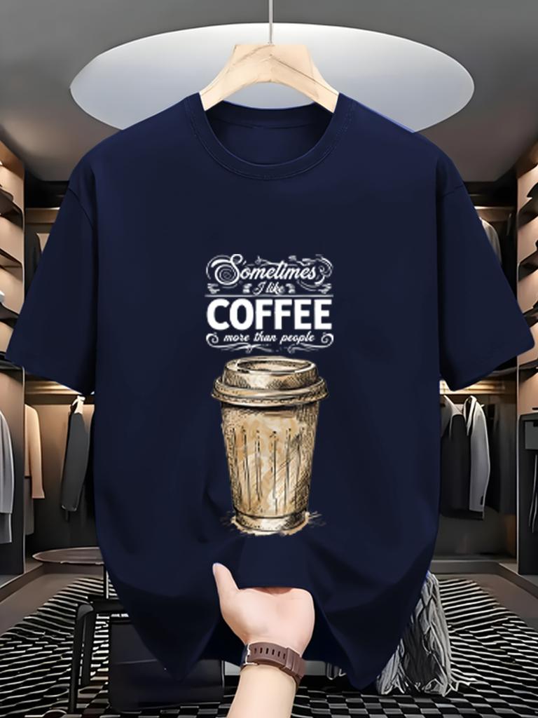 Coffee Graphic print Men TShirt Cotton Vinage Oneck shortsleeved Tee Tshirts Top Unisex casual daily outdoor TShirt Oversized