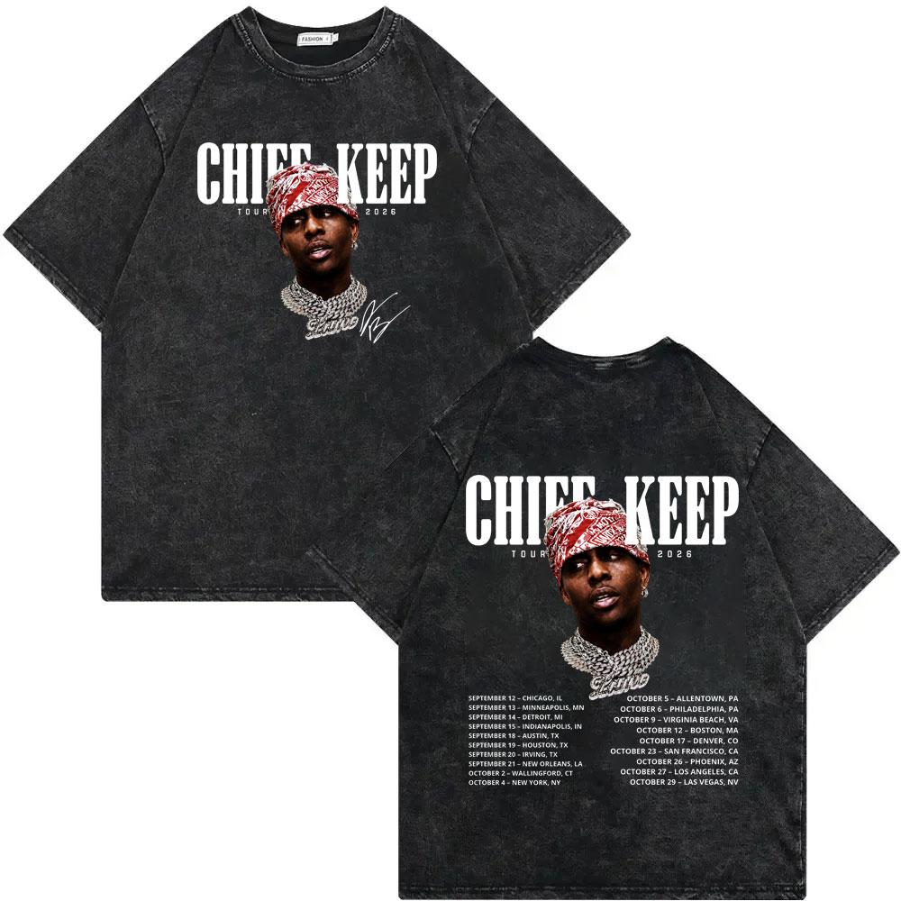 Rapper Chief Keef Tour 2026 Graphic T Shirts High Quality Vintage Washed T-shirt Men Women Casual Loose Short Sleeve T-shirts