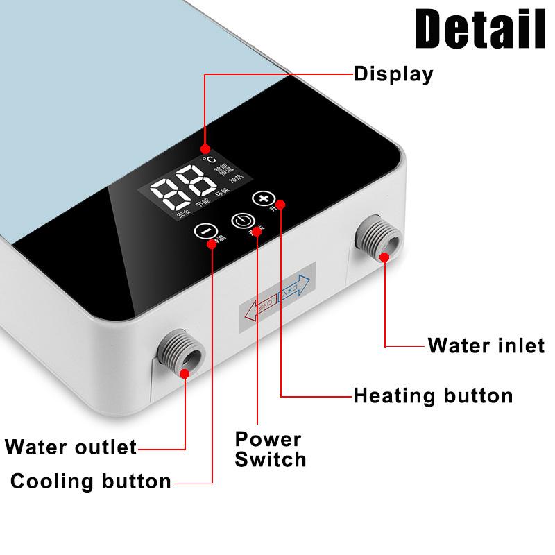 220V 6500W Instant Electric Tankless Water Heater Shower Hot Water Heater Thermostat Kitchen Bathroom LCD Display Pu Huo Da Yu 2KG