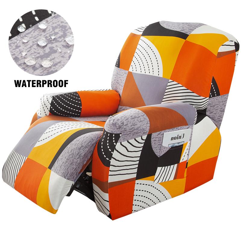 Water-Resistant Recliner Cover With Pockets Single Reclining Slipcover 4-Pieces Recliner Sofa Chair Cover Furniture Protector