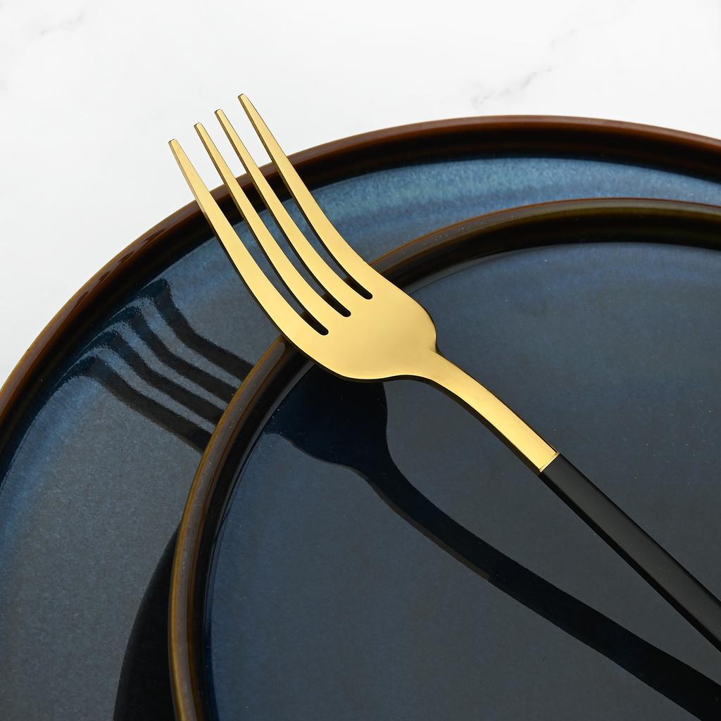 24 Pcs Black Tableware Stainless Steel Cutlery Set Forks Knives Spoons Kitchen Dinner Set Fork Spoon Knife Gold Dinnerware Set