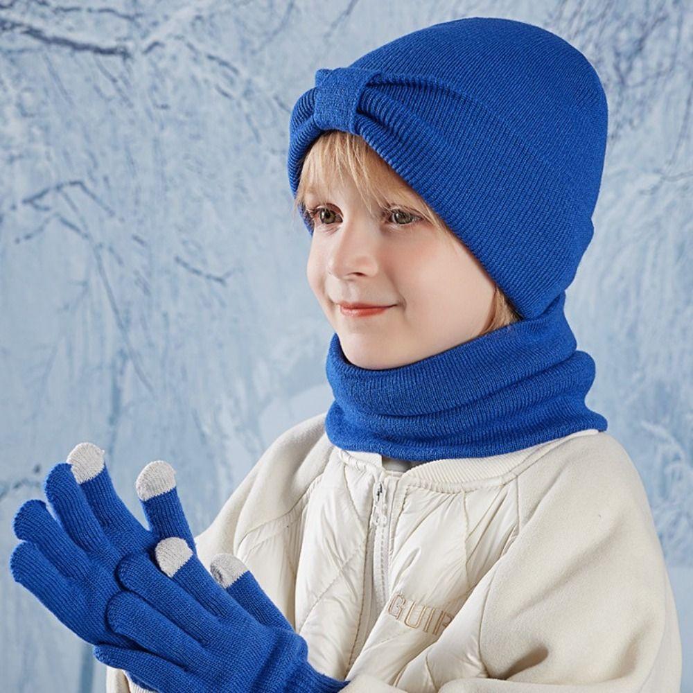 3Pcs/Set Warm Kids Hats Scarfs Gloves Set Cute Baby Beanie Cap Gift Mitten  Toddler