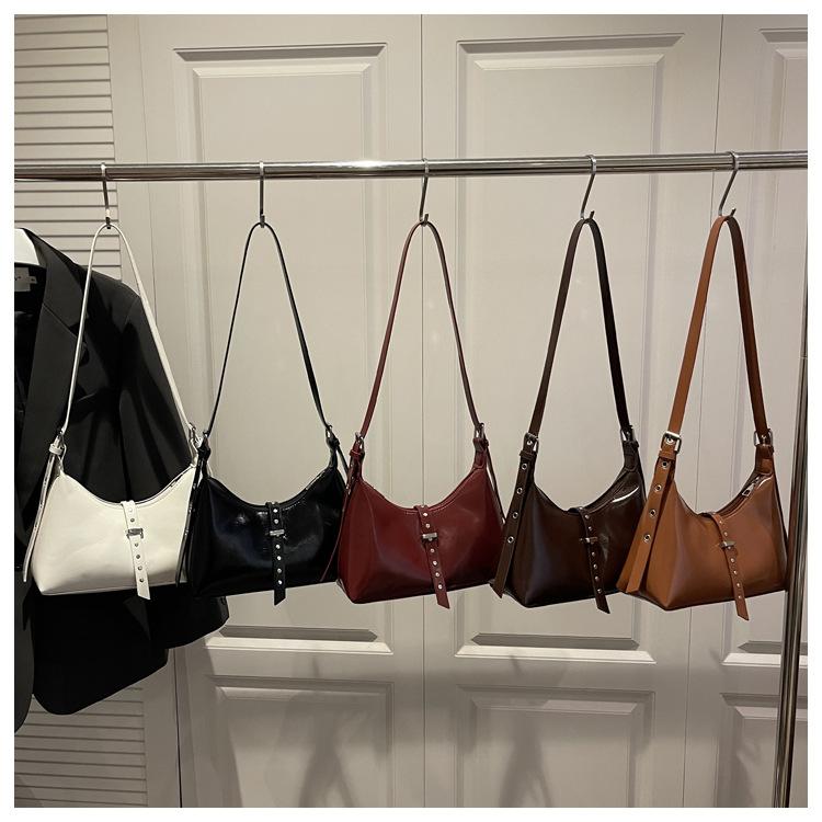 Autumn Vintage PU Hobos Shoulder Bags for Women Versatile Belt Design Ladies Crossbody Bag Simple Solid Color Female Handbags