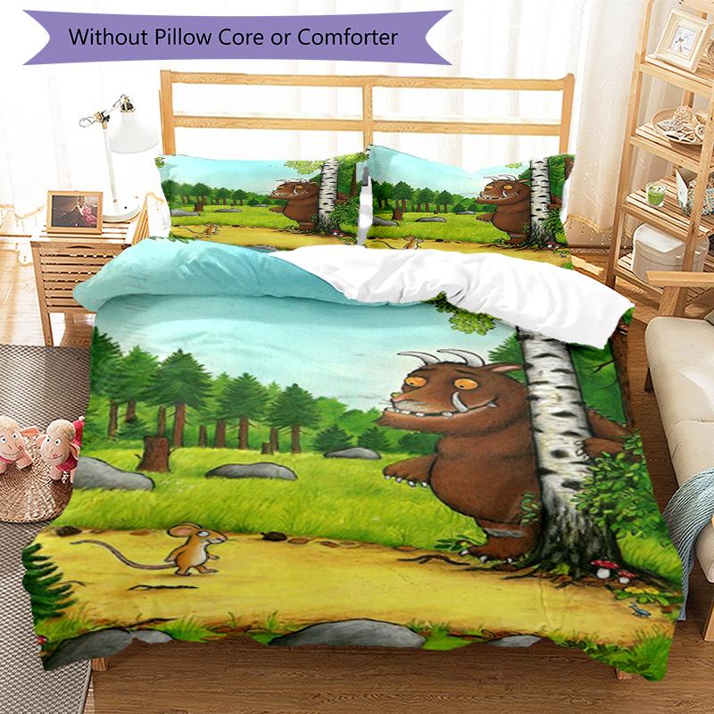 Ensemble de literie 3 pièces Le Gruffalo Housse de couette Fermeture Comprend 1 housse de couette et 2 taies d'oreiller, Doux et confortable pour toutes les saisons.