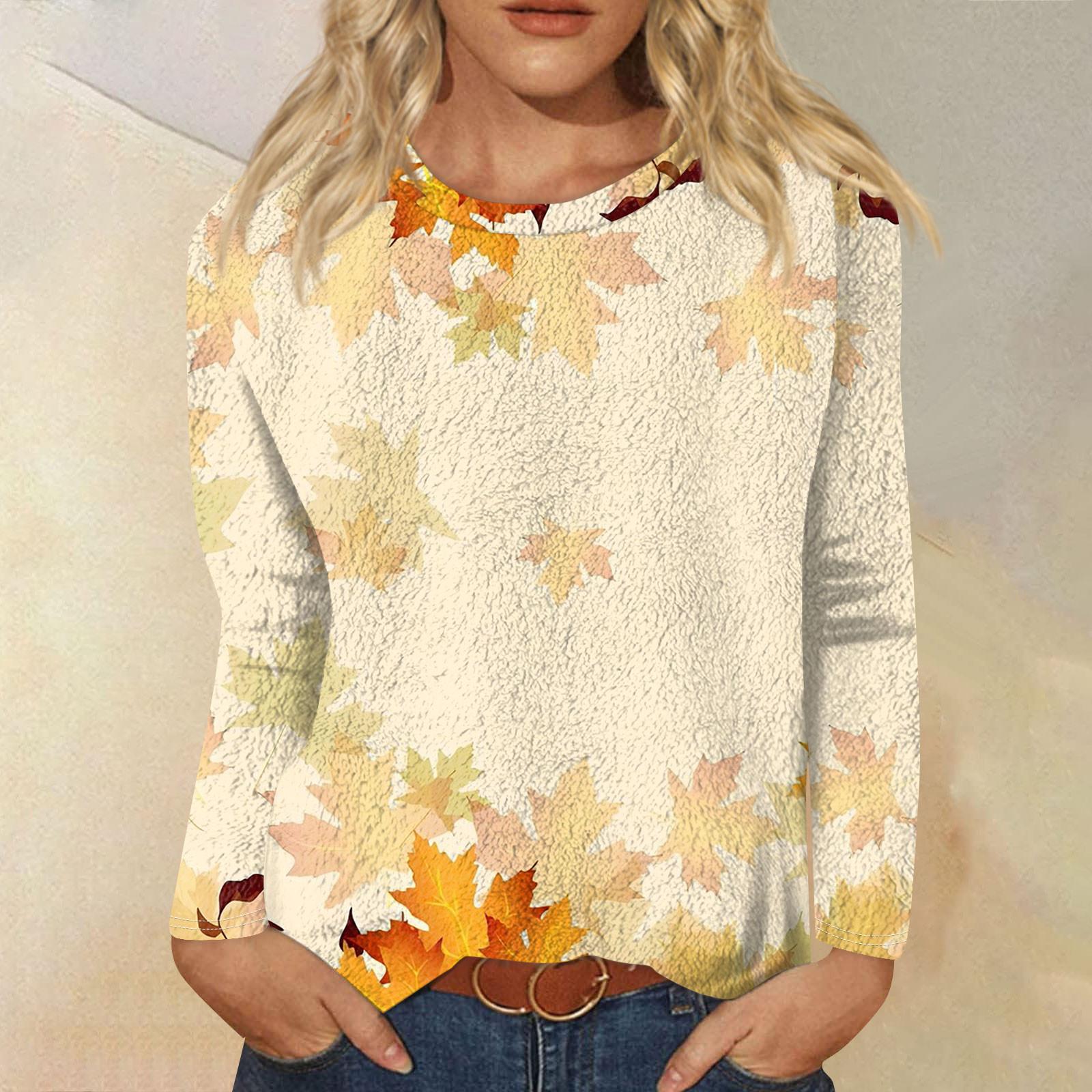 

Женская модная повседневная фланелевая футболка с длинным рукавом и круглым вырезом с принтом XL оранжевый