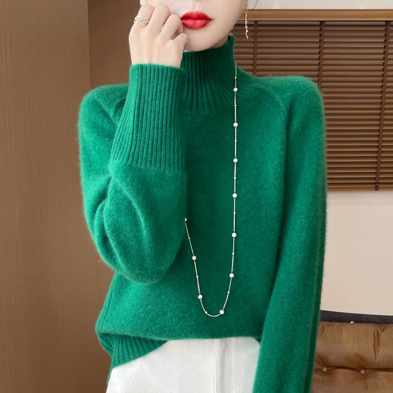 Women's Cashmere Sweater Qinghe Cashmere 30% Cashmere 70% Wool Warm and Fashionable All-match Autumn and Winter