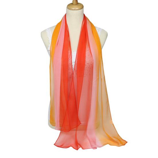 Fashion Gradient Color Voile Scarf Women Lightweight Soft Long Neck Wrap Shawl