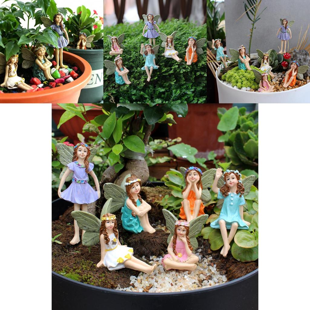 Ensemble de Figurines de Fées en Résine pour Jardin Avec Sculpture et Polissage Pour Décoration Intérieure Cadeau